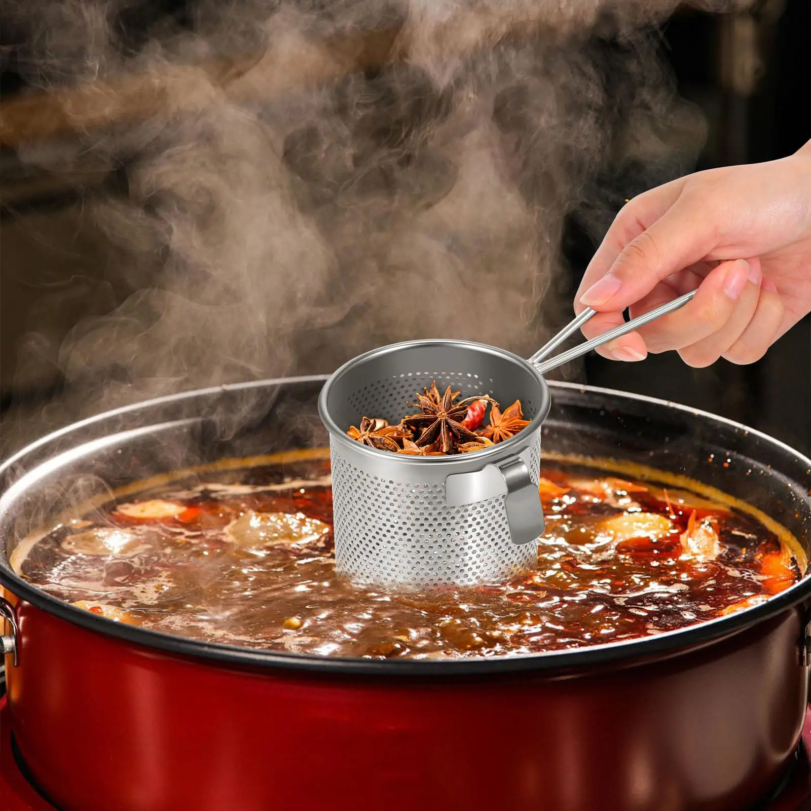 

Stainless Steel Hot Pot Skimmer Mesh Strainer Colander Ladle With Hook Design Hanging Basket Side Colanders Hotpot Separation