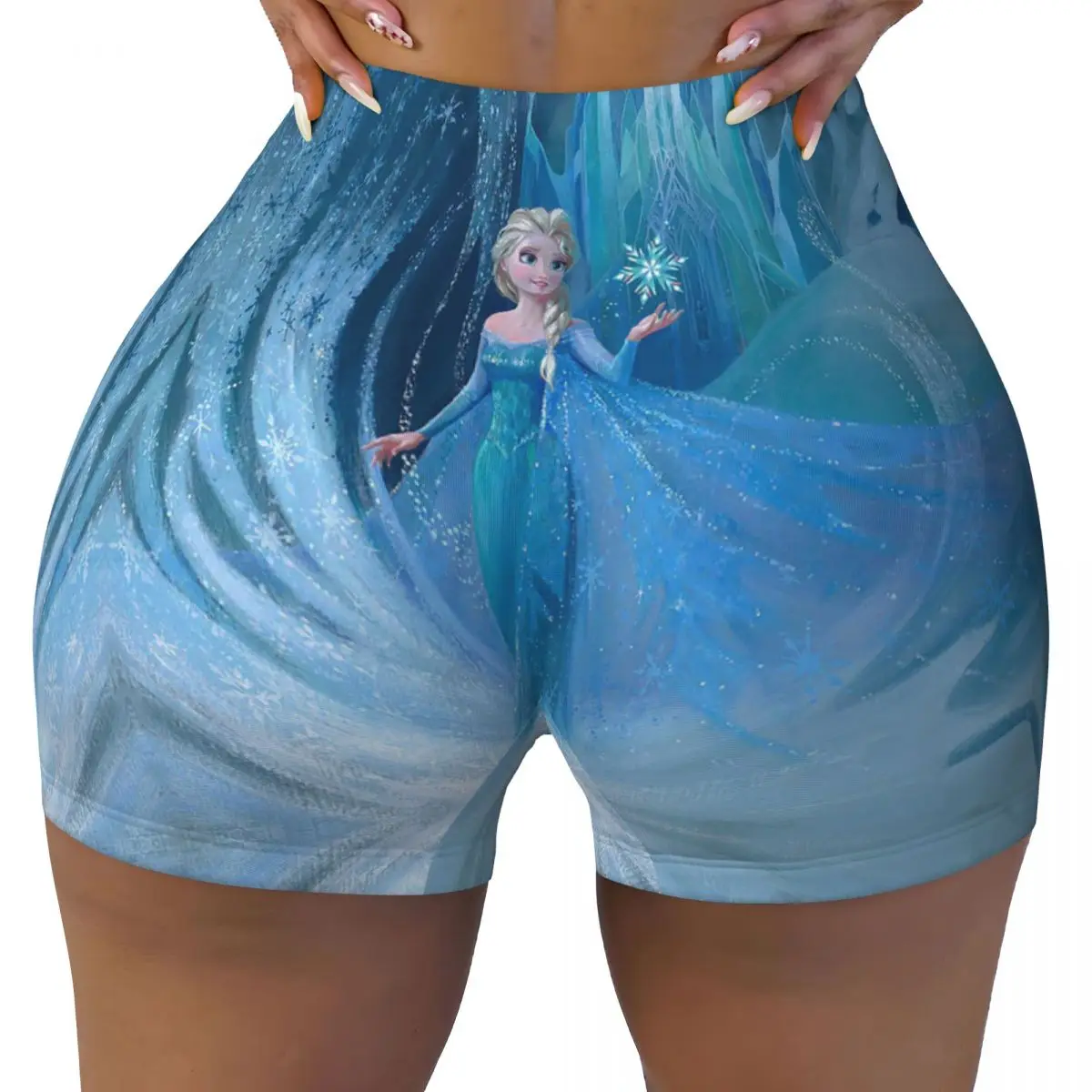 Custom Frozen Castle Gym Biker Running Shorts Women's Workout Yoga Shorts