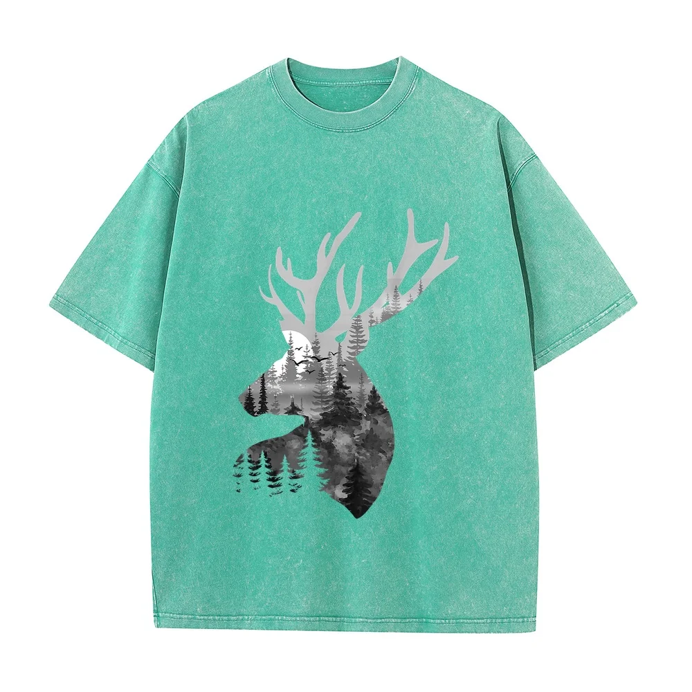 Silhouette Buck Deer Artwork Forest Wildlife Animal Lover T-Shirt Man T Shirts Men's Y2k Clothes 2000s Life Style Women Men