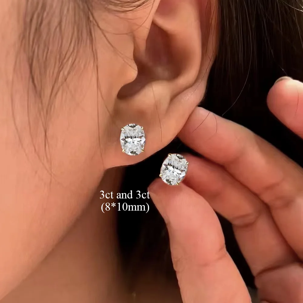 COSYA 1-5CT Oval Certified Moissanite Earrings For Women S925 Silver 18K Gold Plated Pass Diamond Test Solitaire Party Jewelry