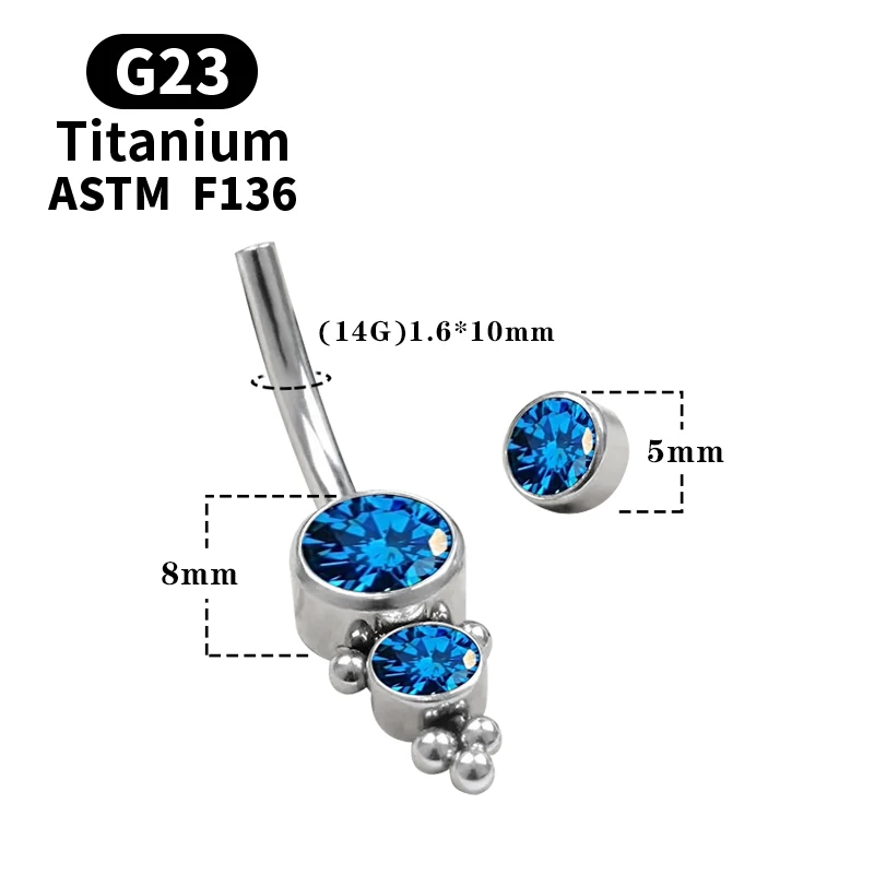 ASTM Premium-anillos de ombligo de ópalo G23 para mujer, Piercing quirúrgico médico de titanio para el ombligo, colgante, joyería corporal para