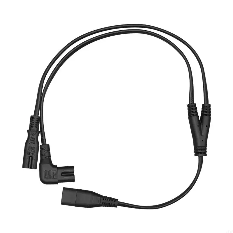 Y Split Device Cord with Straight and 90 Degree Ends, 60cm/23.6inch Reach for Home Office Wiring, Back Panel and Shelf Layout