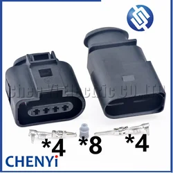 2 sets 4 Pin 1.5mm male or female auto coil Extension adapter electrical wire connector horn plug 1J0973804 1J0973704