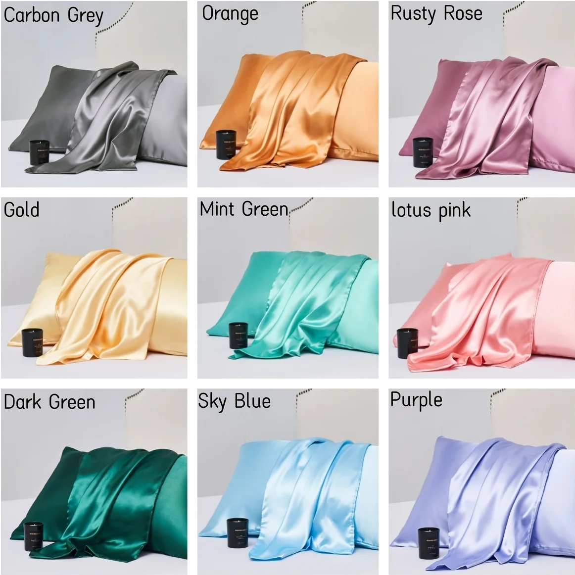 

2pcs Satin Solid Color Pillowcase, Soft Pillow Cover With Envelope Closure For Bedroom, Bedding Supplies