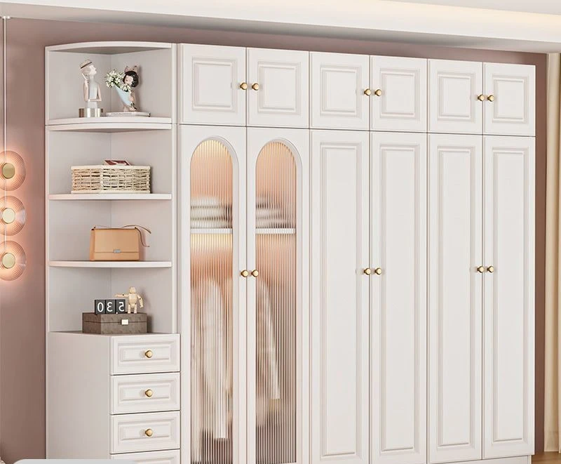 Armario italiano para el hogar, dormitorio, ligero, de lujo, color crema, fácil montaje, almacenamiento