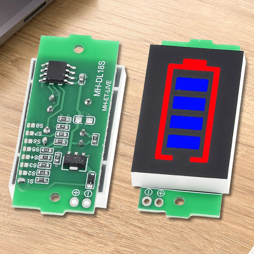 

1/2/3/4/6/7/8S Battery Power Level Indicator LED Display Li-ion Battery Capacity Display Module 4 Sections 3-34V 5mA