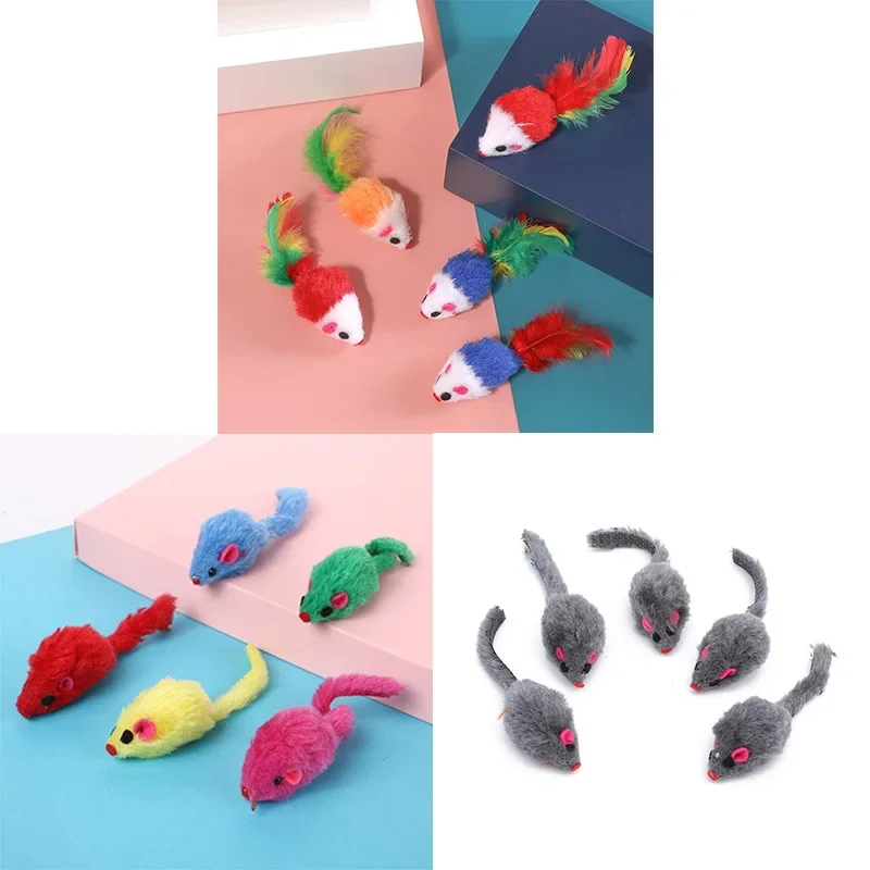 5Pcs Plush Catmint Simulation Mouse Interactive Cat Pet Catnip Teasing Interactive Toy For Kitten Gifts Supplies By Random Color image 3