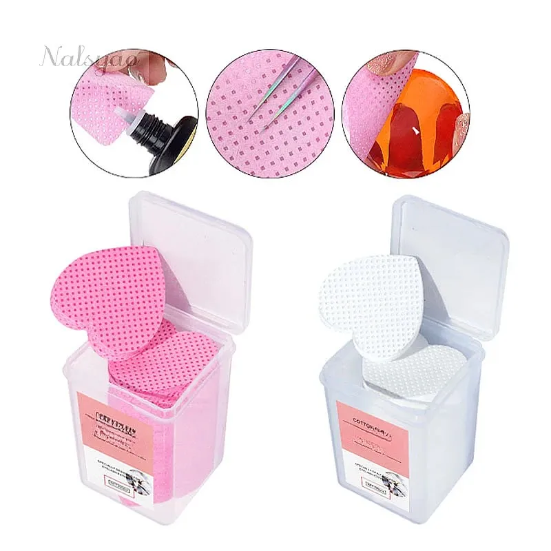 CNKESS Wholesale 200PCS Heart Shape Nail Cotton Clean Pads Absorbent Soft Lint Free Nail Polish Remover Wipes