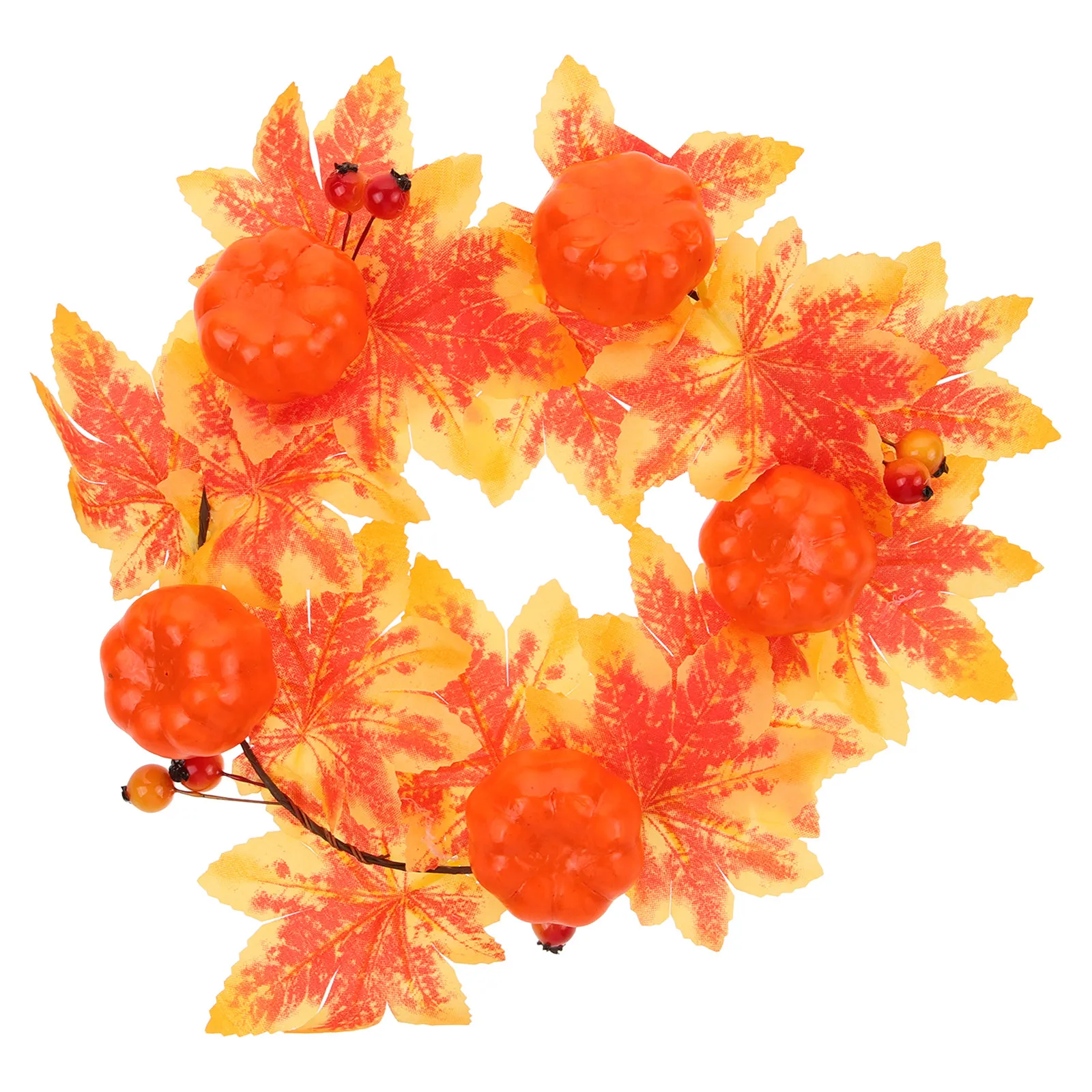 Artificial Leaf Ring Wreath Maple Pumpkin Theme Warm Atmosphere Decor for Parties Gatherings Banquets Thanksgiving Day