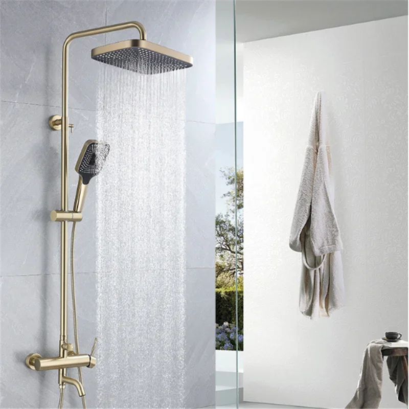  Brushed Gold Bathroom Shower Faucet Set  Bathroom Rainfall Shower Mixer Tap SUS304 Bath and Shower Faucet Set