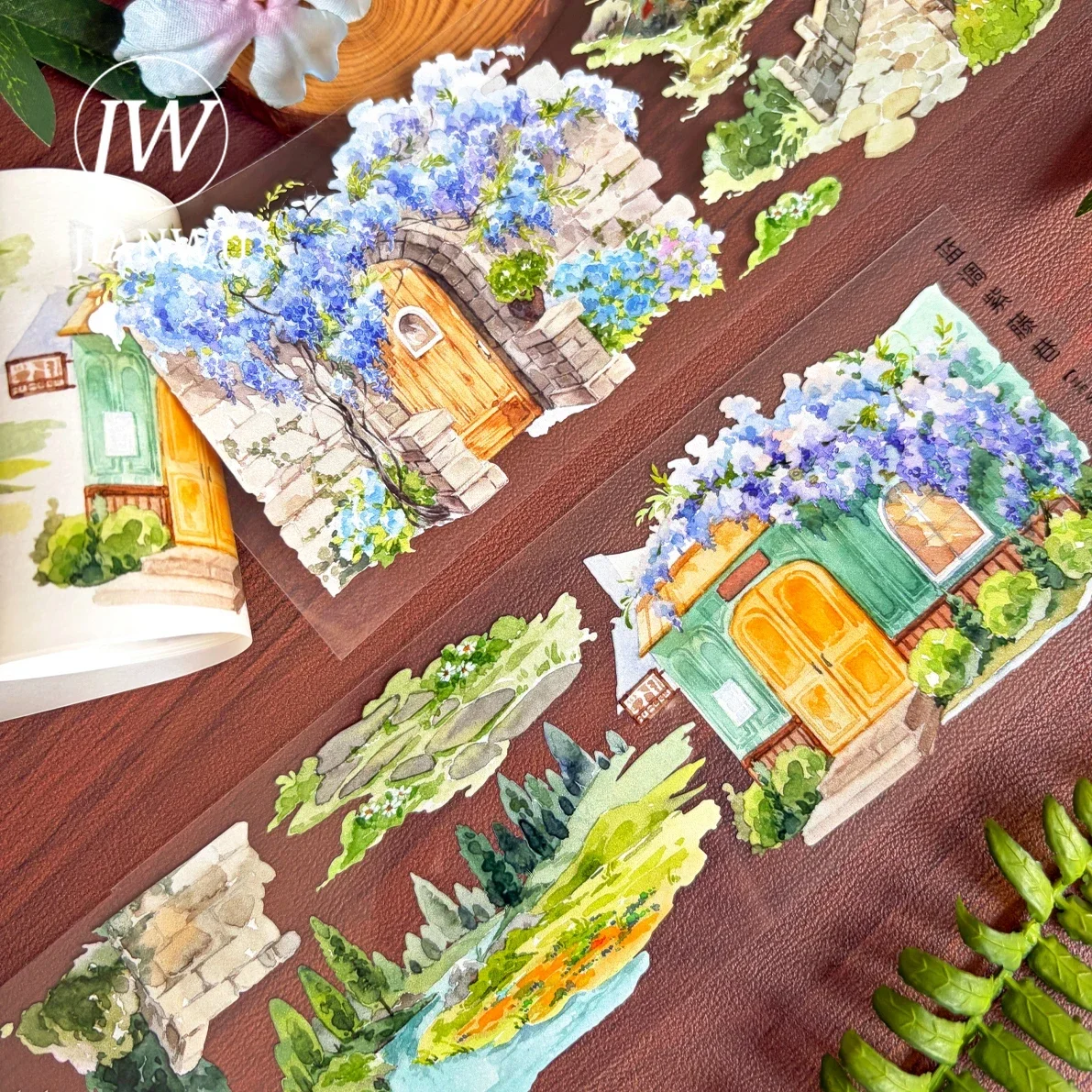 JIANWU 70mm*5m Vintage Purple Vine Street House Landscape Material Collage Scrapbooking PET Tape Creative DIY Journal Stationery
