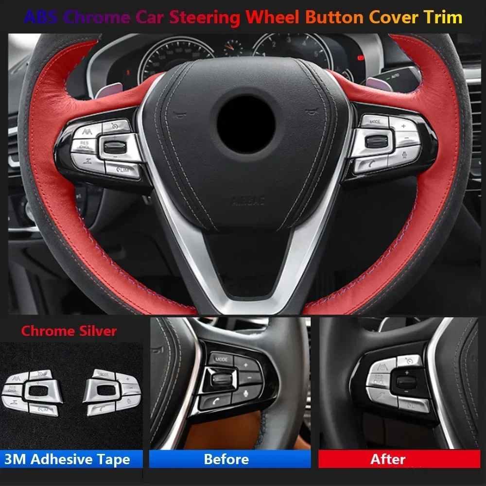 

For BMW 5 Series G30 G38 X3 G01 2018-2022 Interior Sticker Accessories Abs Car Steering Wheel Switch Button Protector Cover Trim
