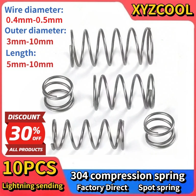 0.4-0.5mm Wire Diameter, 304 Compression, Shock Absorber Spring, Soft Spring, Return Strong Compression Spring, Customizable