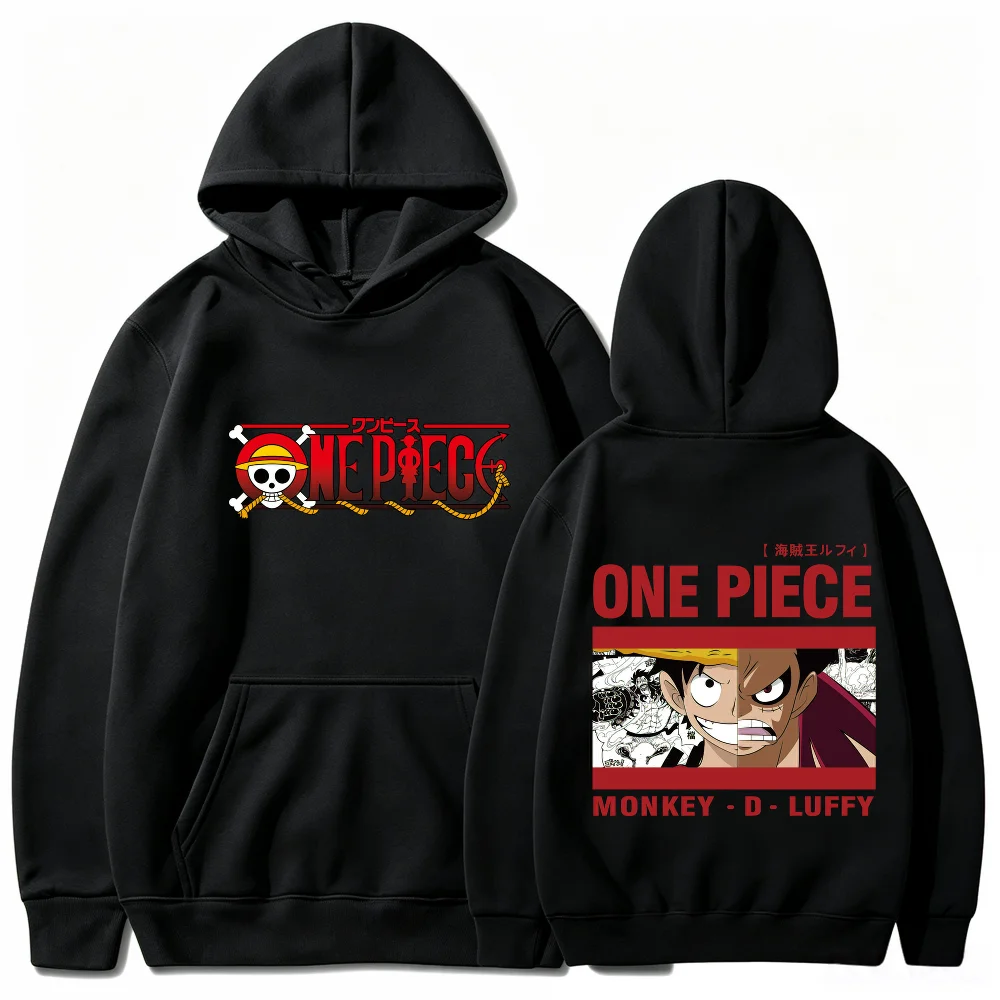 Bandai One Piece Men's Hoodie Luffy Anime Design High Quality Warm Autumn Winter Anime Hoodie Hip Hop Style Men's Sweatshirt