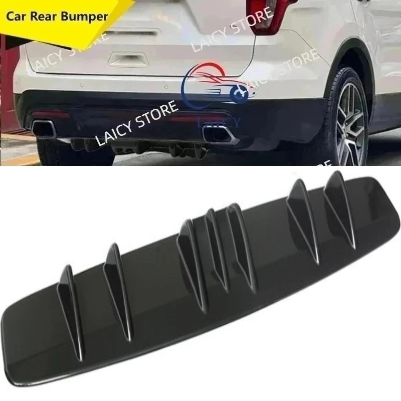 LAICY 7 fins For F0rd Explorer ST Car Rear Diffuser Fin Bumper Lip Splitter Spoiler Chassis Deflector Lip Kit Black