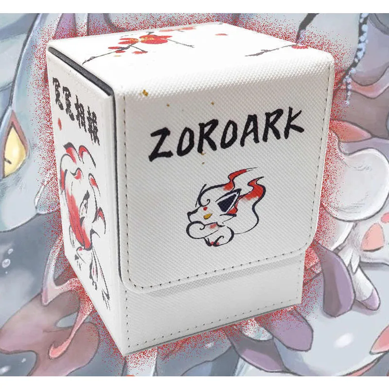 Diy Self Made PTCG Zoroark Collection Card Storage Box PTCG Zoroark High-End Pu Leather Magnetic Card Box Anime Cards Gift Toy