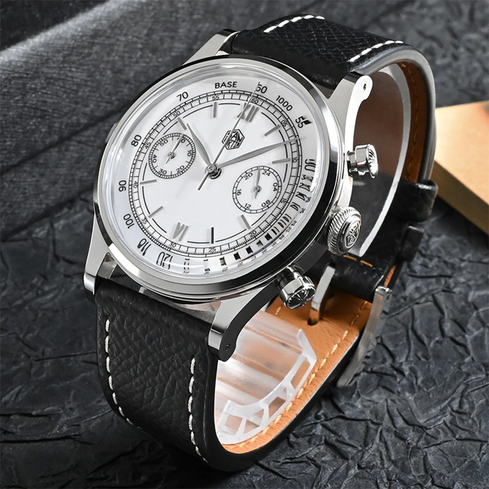 Imagem -03 - San Martin-mens Quartz Chronograph Ver Clássico Luxo Dial Numeral Romano Mecânico Sapphire Bar 38 mm