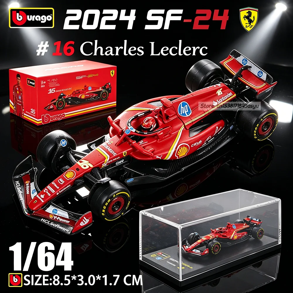 Bburago1:64 2024 F1 Ferrari SF24 16# Charles Leclerc 55# Carlos Sainz Sealed box packaging Car Alloy Model Toy Scene Classic