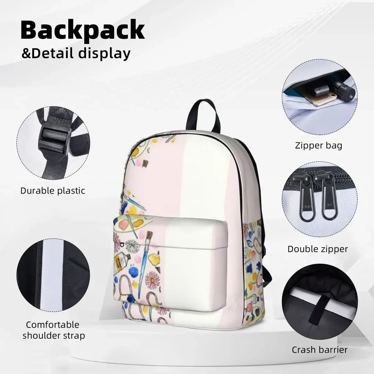 Creative Craft Corner Backpack Boys Girls Bookbag Students School Bags Cartoon Laptop Rucksack Shoulder Bag Large Capacity