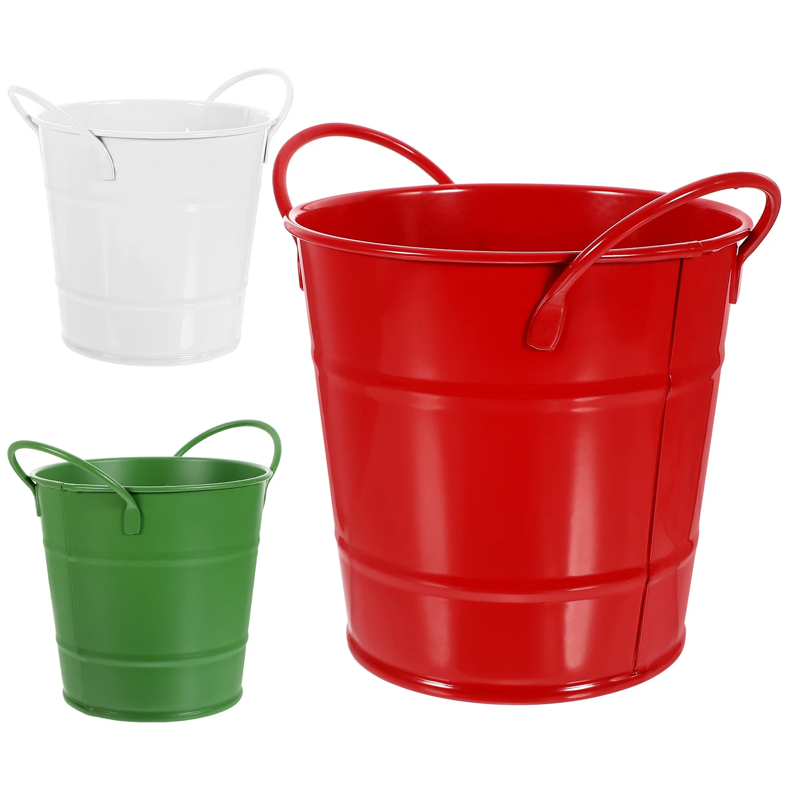 

3pcs Snack Storage Box Iron Bucket Desktop Fries Holder Bucket Ice Cubes Storage Wine Cooler Retro Home Decor Metal