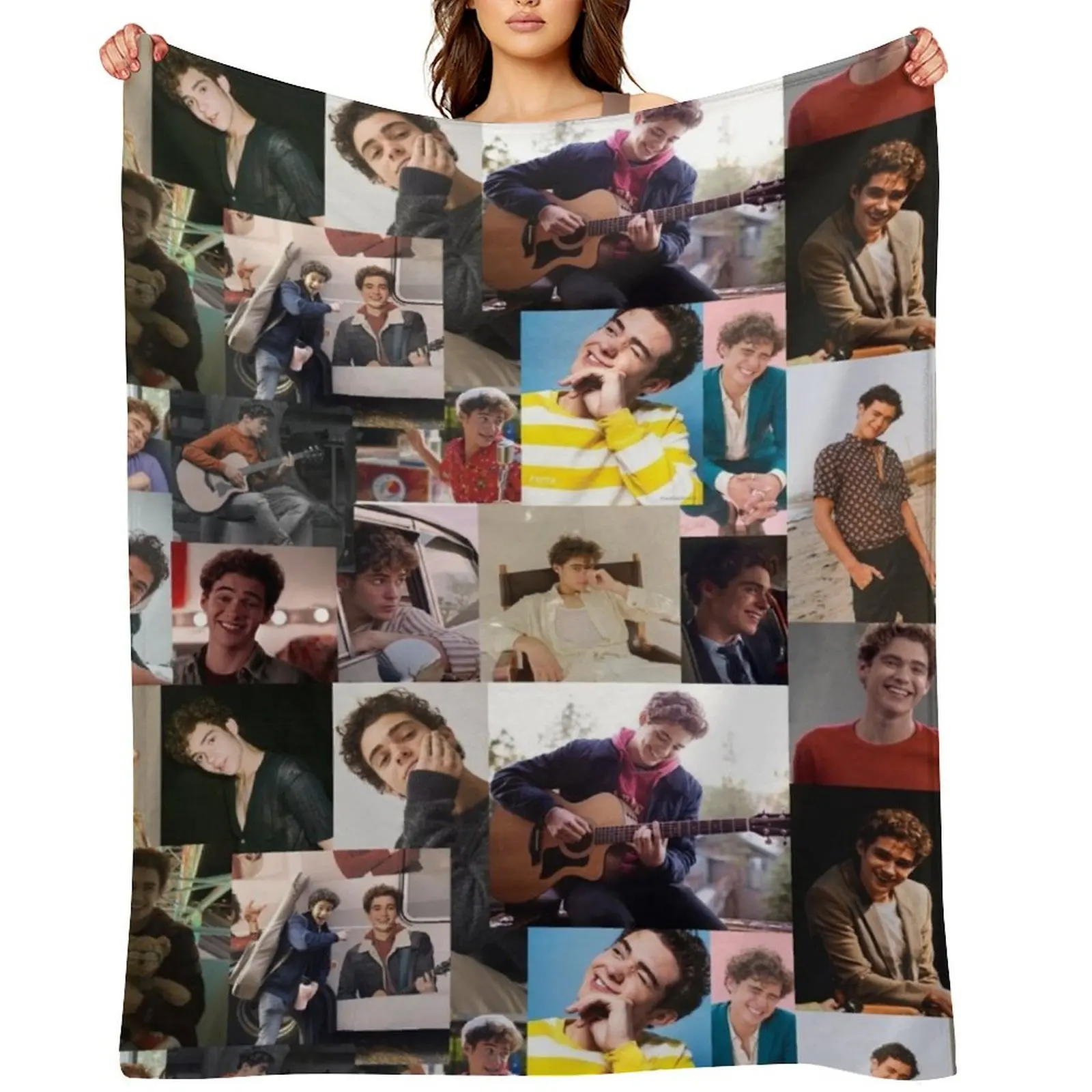 بطانية جوشوا باسيت كولاج رمي كبيرة جدًا للمصممين أفكار هدايا عيد الحب بطانيات منقوشة