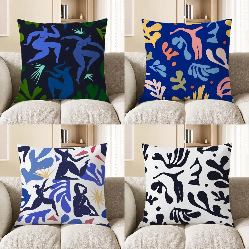 Art Matisse Cut Outs Pattern Cushion Cover Short Plush Cushion Cover Pillowcase Home Decor for Sofa Bedroom Holiday Gift