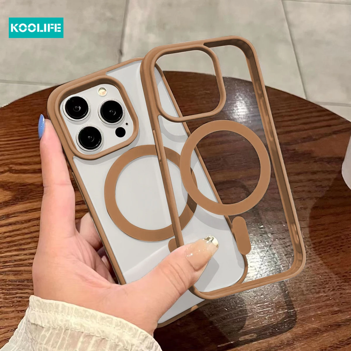 Koolife 2-in-1 Thin and Light Mobile Phone Protective Case with Magnetic Charging Cream for iPhone 11 12 13 14 15 16 Pro Max