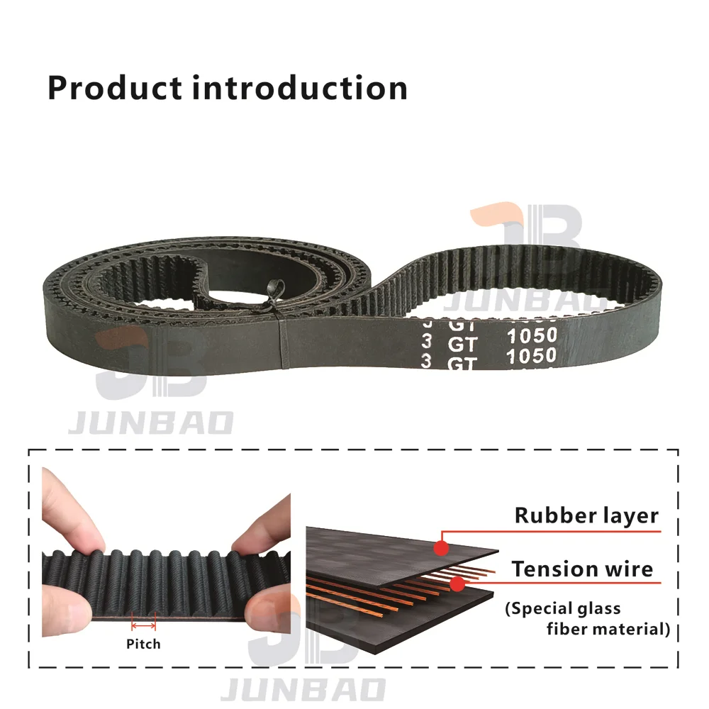 282-429mm, 3GT Timing Belt, Model Form 3GT-282 3GT-284 3GT-286 3GT-288 to 3GT-429, for DIY/CNC/3D Printer, G3M Toothed Belt