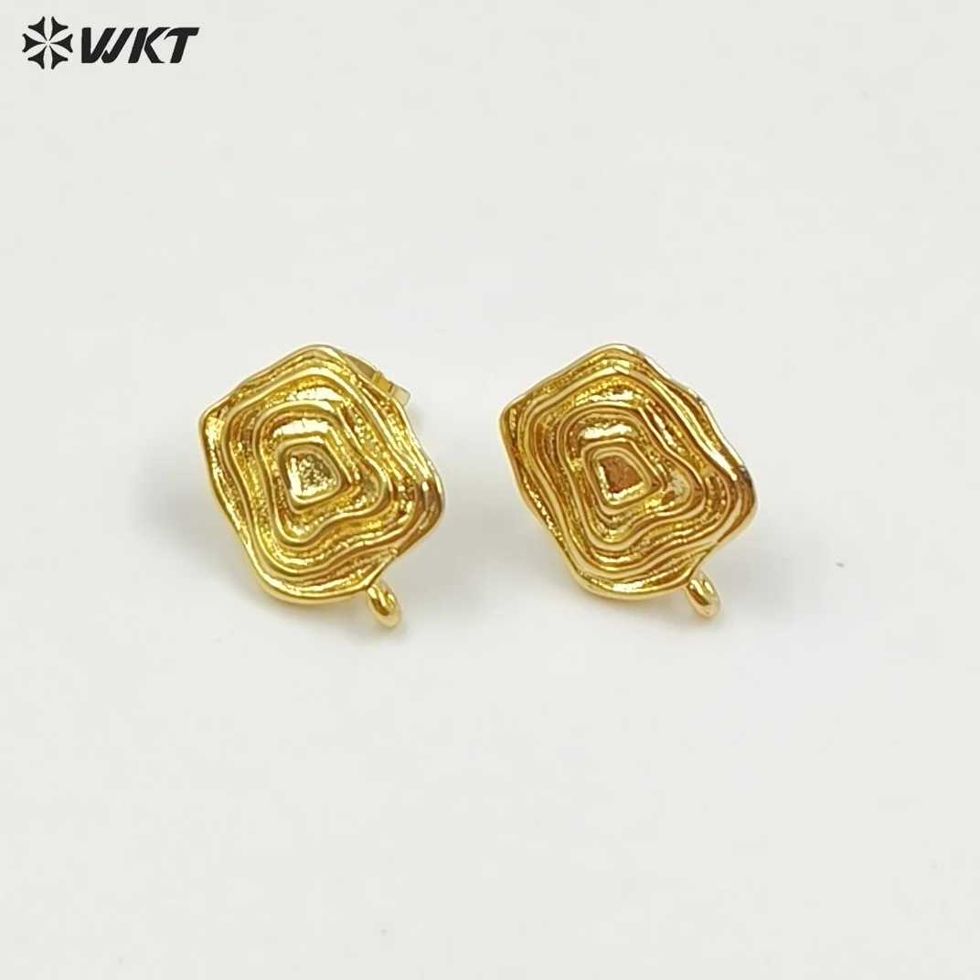WT-JFE160 Wholesale Dainty Metal 18K Gold Electroplated With Hoops Leaves Shape Little Earrings Finding As DIY Jewelry Accessory