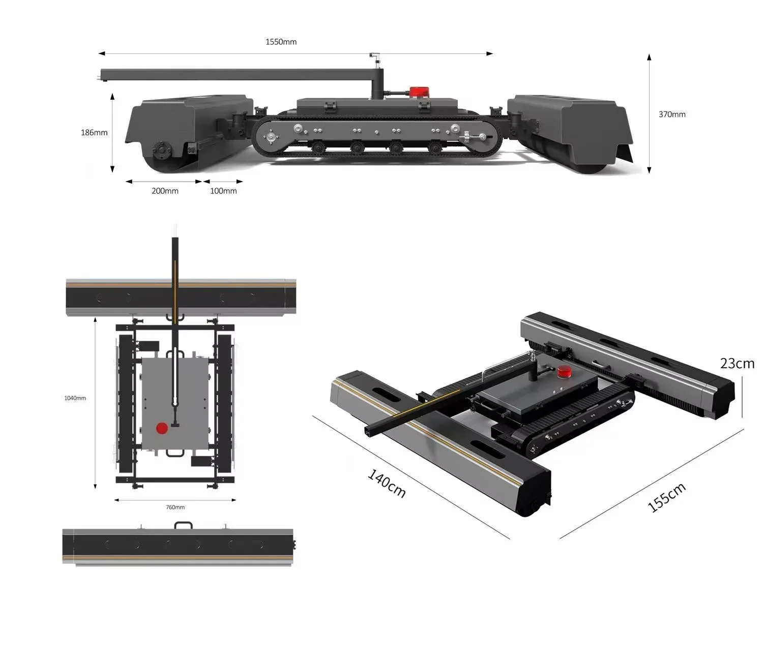 Aluminium Alloy Solar Panel Cleaning Robot, 1.3m Wide Brush, 25° Slope Adaptable, Remote Control, 50% Higher Efficiency
