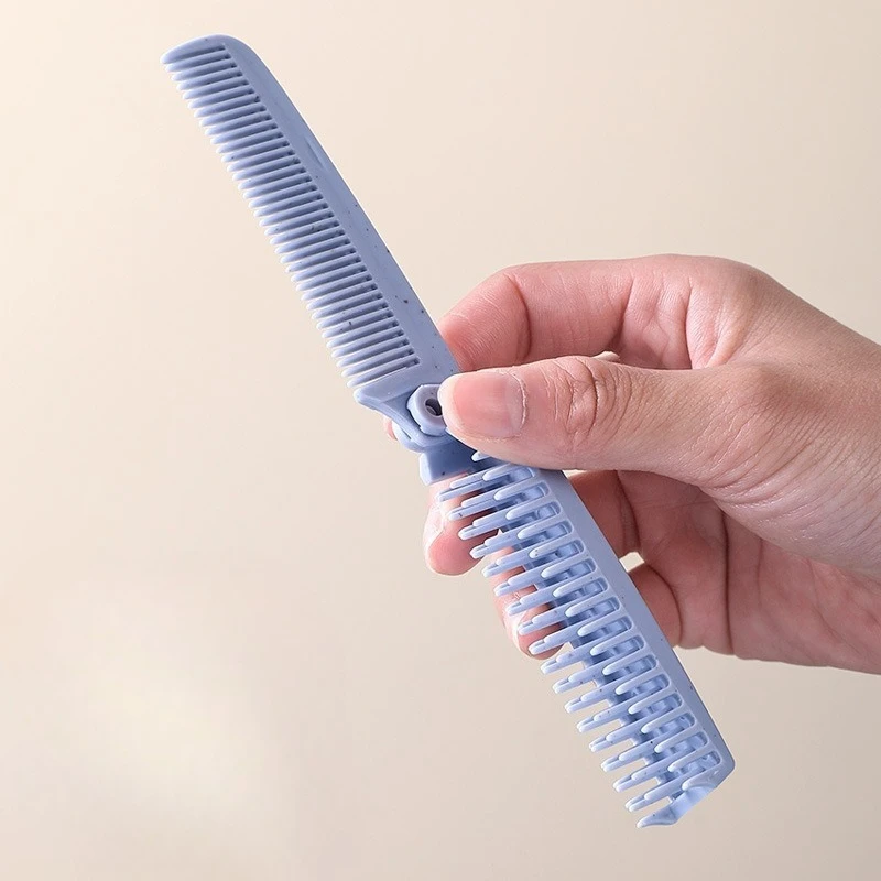 2Pcs Wheat Straw Folding Comb Travel Portable Hairdressing Makeup Anti Static Dense Tooth Comb