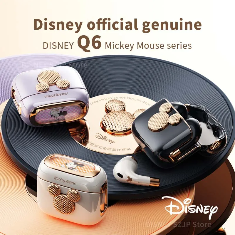 Disney Original Earbuds Q6 HIFI Sound Earphones Bluetooth Noise Reduction Wireless Headstes Waterproof Deep Bass Girls Gifts