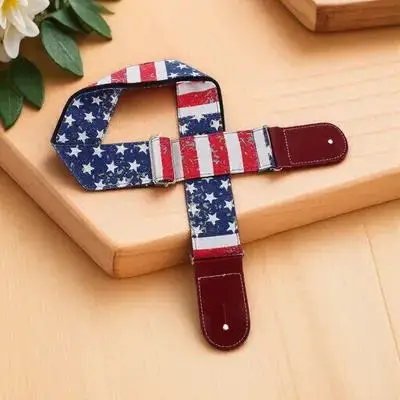 

Adjustable Bass Strap Usa Flag Pattern Replacement Cotton Canvas Guitar Sling Strap For Electric Guitar Durable Comfort Fit