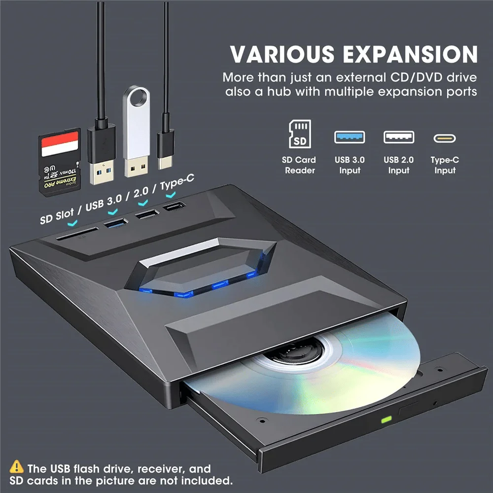 External CD DVD Drive USB 3.0 Writer Burner Player for PC Laptop Windows 11 10