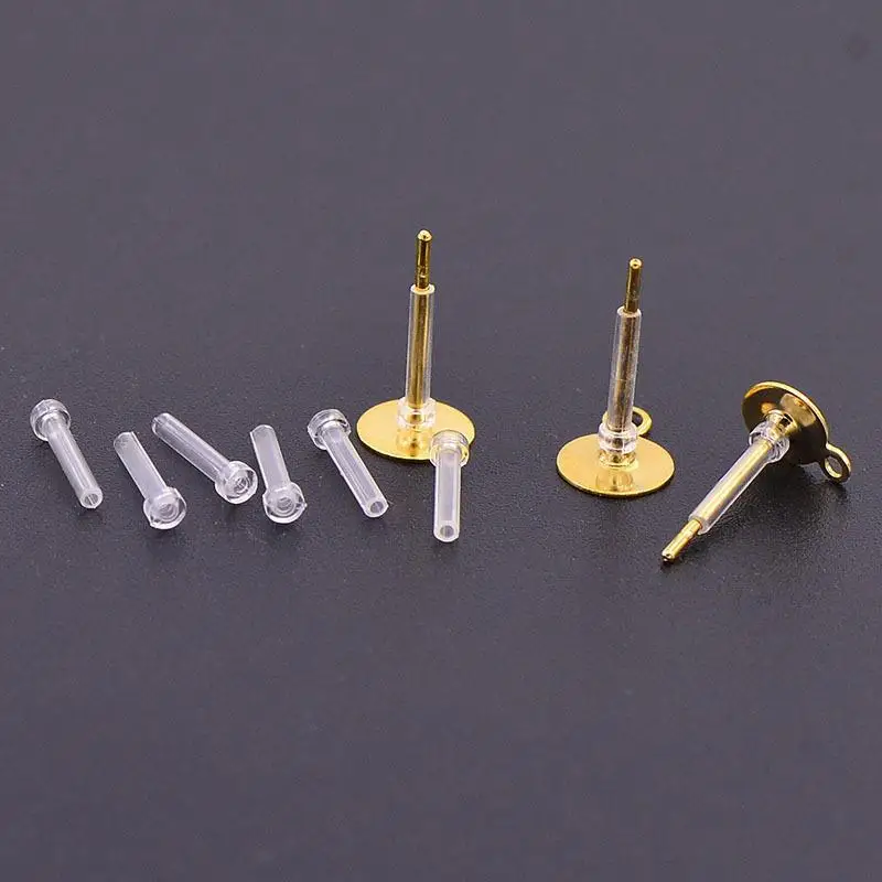 10pcs Clear Hypoallergenic Resin Earring Sleeves Ear Cannula Stoppers for Earring Repair and DIY Jewelry Customization