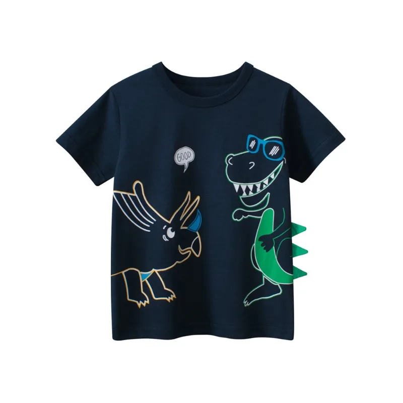 

2024 Summer Cartoon Dinosuar Print Boys T Shirt Fashion Short Sleeve Children's T-Shirts Kids Clothes Toddler Cotton Tops 2-10Y