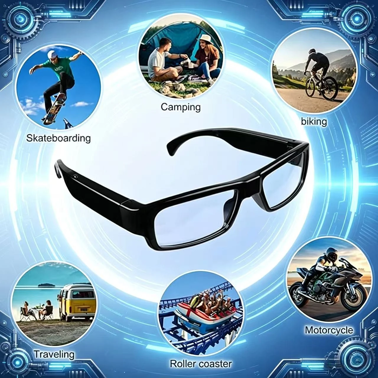 

Spy Camera Glasses HD 1080P Hidden Camera Glasses with Video Recorder DVR Night Vision Mini Nanny Cam for Cycling Outdoor Travel