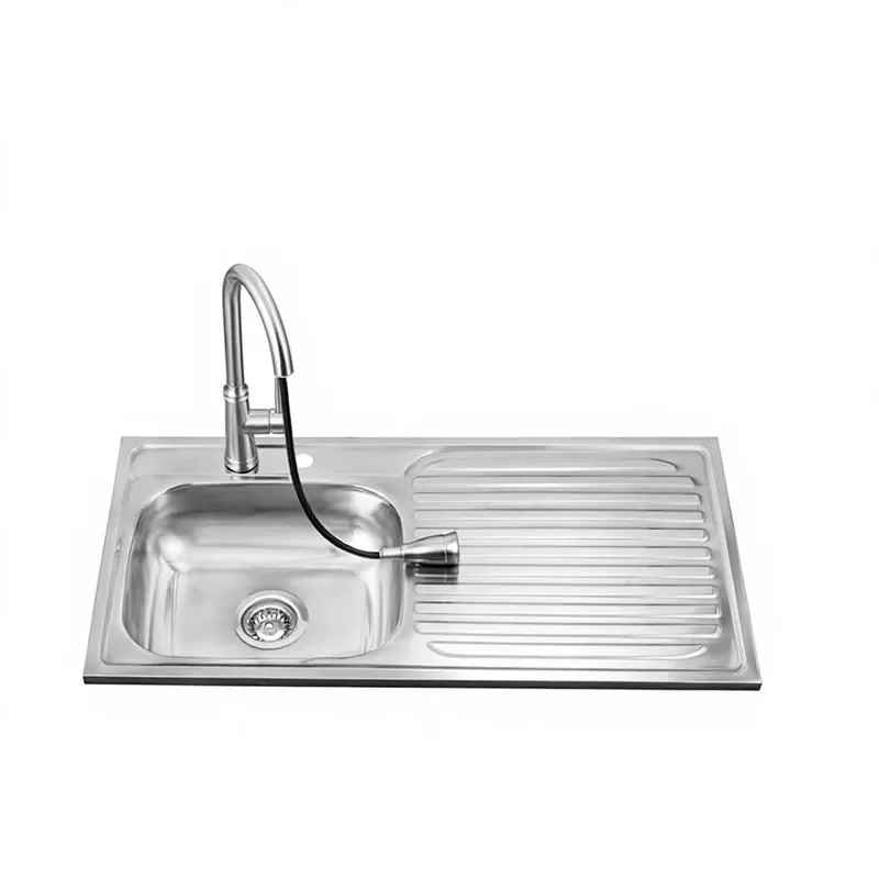 Stainless Steel American Single Slot Rectangular Kitchen Sink Brushed Surface Thickened Design Single Hole Countertop
