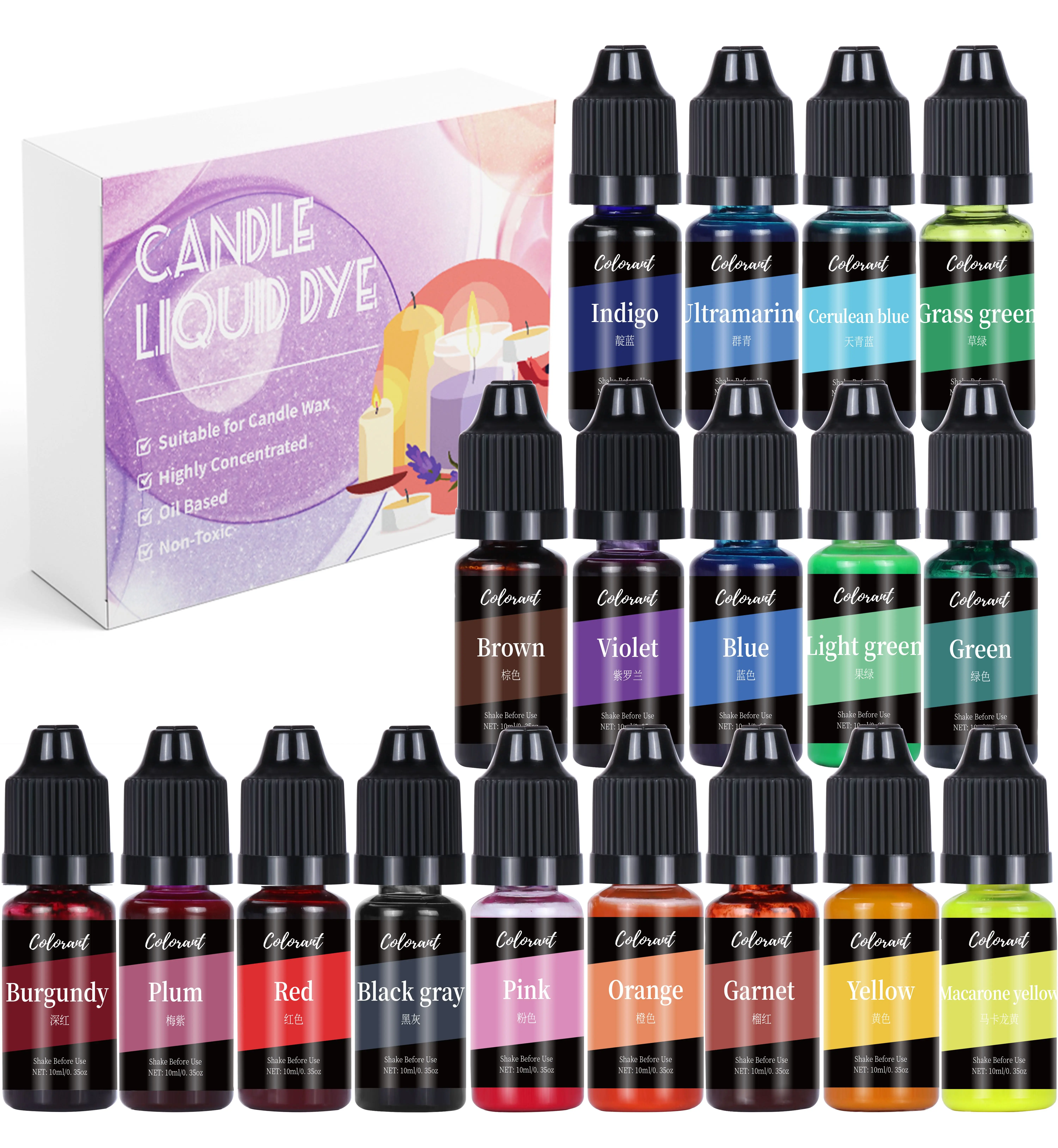 Candle Dyes Kit Liquid Colorant Pigment Set DIY Candle Making Supplies Aromatherapy Soap Soy Wax Dye Candle Mold Coloring