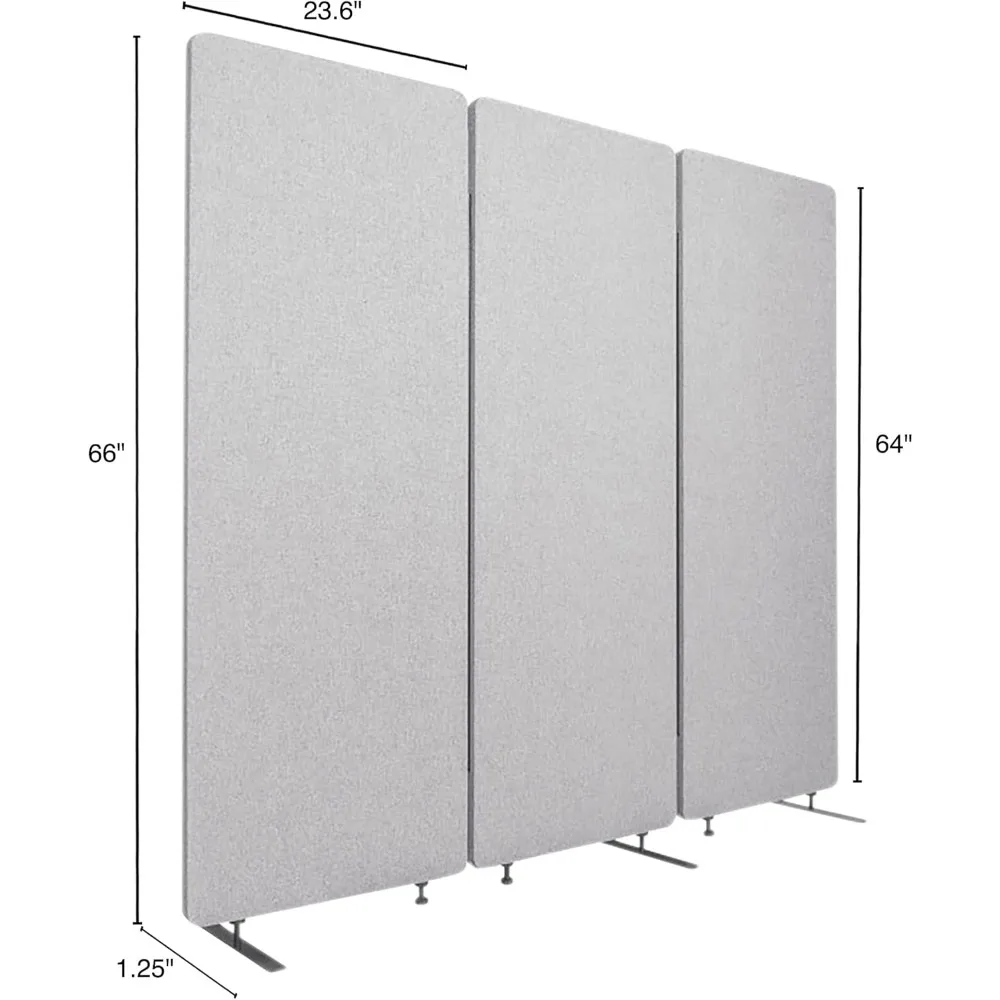 Freestanding Noise Reducing Acoustic Room Wall Divider Office Partition (Cool Grey, 72