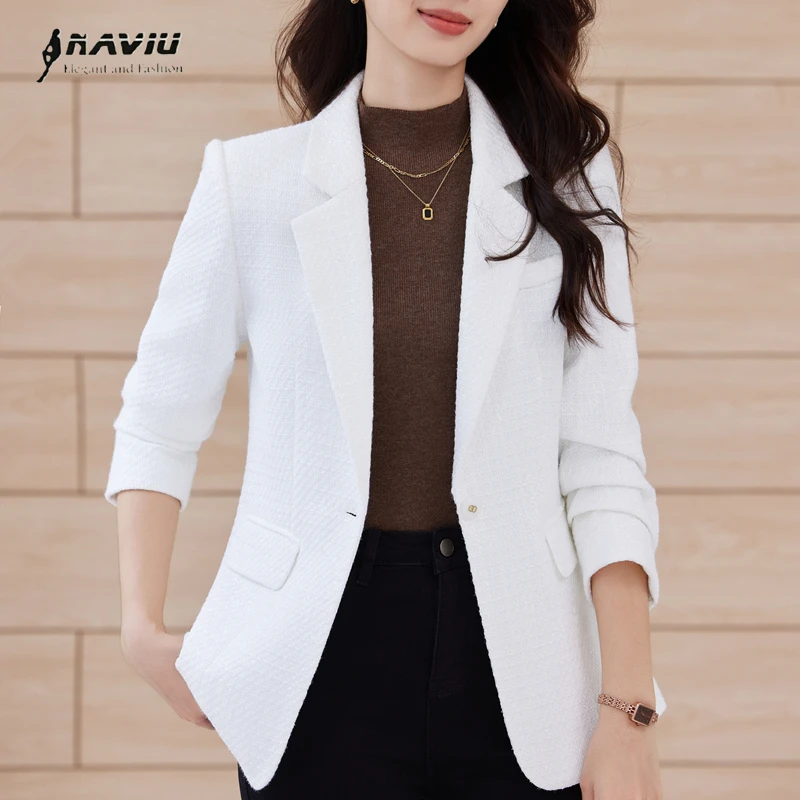 

NAVIU новые блейзеры женские корейские весенне-осенние тонкие деловые блейзеры женские пальто офисные повседневные белые черные куртки с длинными рукавами костюмы