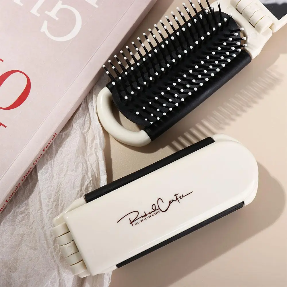 2 In 1 Comb Mirror Set Mini Anti Static Massage Comb With Mirror Lamb Foldable Air Bag Hair Comb Hair Styling Accessories