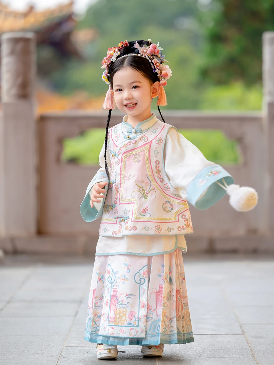 Hanfu girls autumn 2024 new baby antique suit Chinese style Tang style new Chinese horse dress