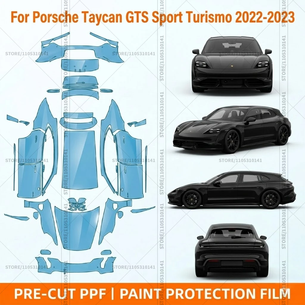 

Pre-Cut Paint Protection Film PPF Transparent Bumper Protector Clear Bra Car Film For Porsche-Taycan-GTS-Sport-Turismo-2022-2023