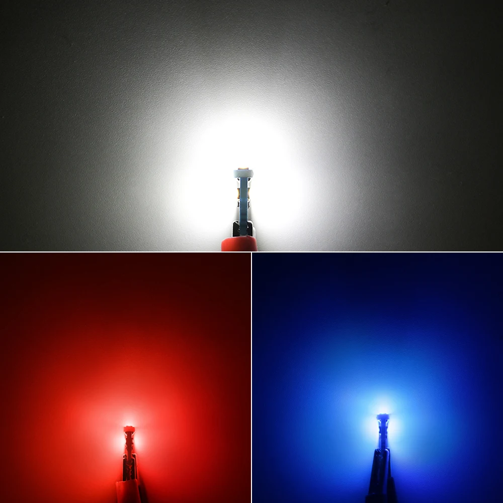 Guadsun 4PCS Car Dashboard Lights LED T5 W3W 2835 3SMD Bulb Auto Reading Instrument Panel Lamp Interior Light White Blue 12V