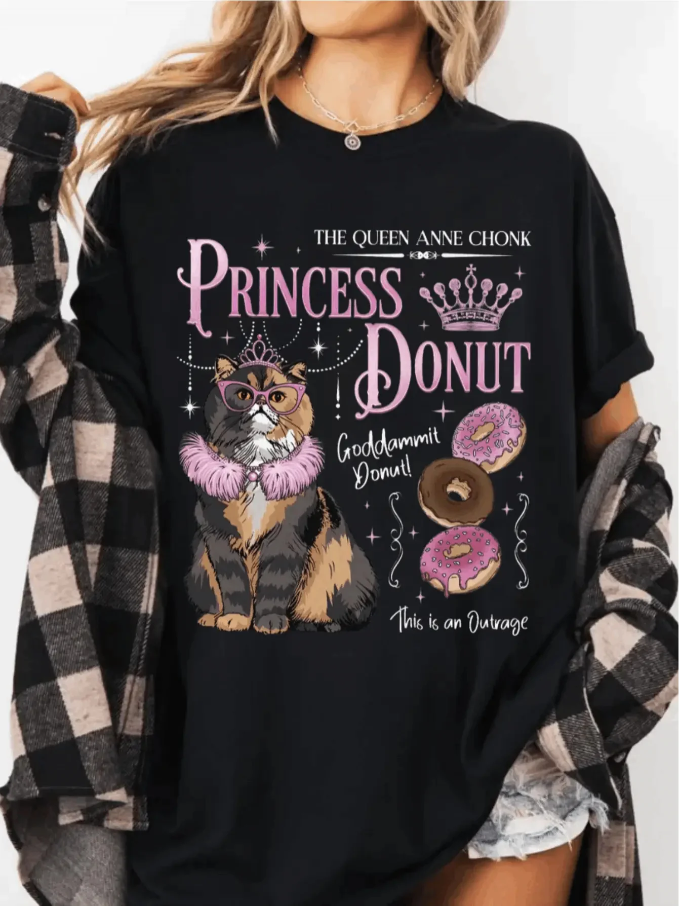 Donut Princess T-shirt Science Fiction Novel T-shirt Dungeon Explorer Carl T-shirt Short Sleeve Women's T-shirts for Summer