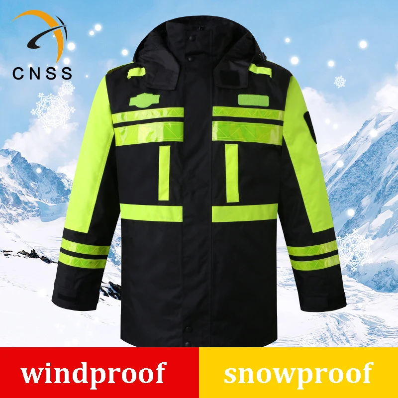 Winter High Visibility Waterproof Outdoor Jacket With Removable Liner Safety Workwear Clothing Reflective Working Clothes