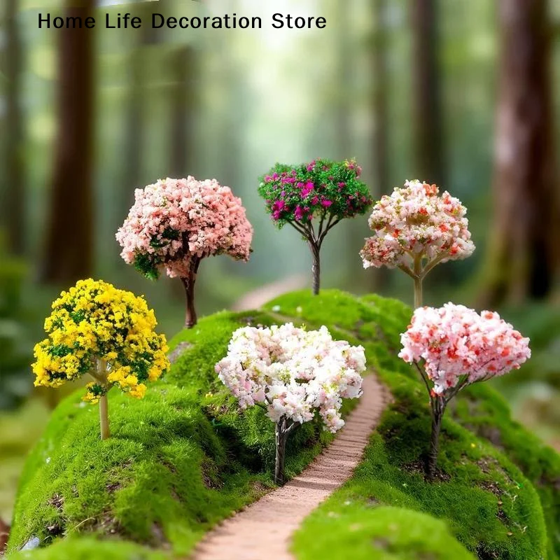 【H】Mini Artificial Flower Trees With Vivid Colors And Realistic Look Perfect For Fairy Garden Micro Landscape DIY Decor