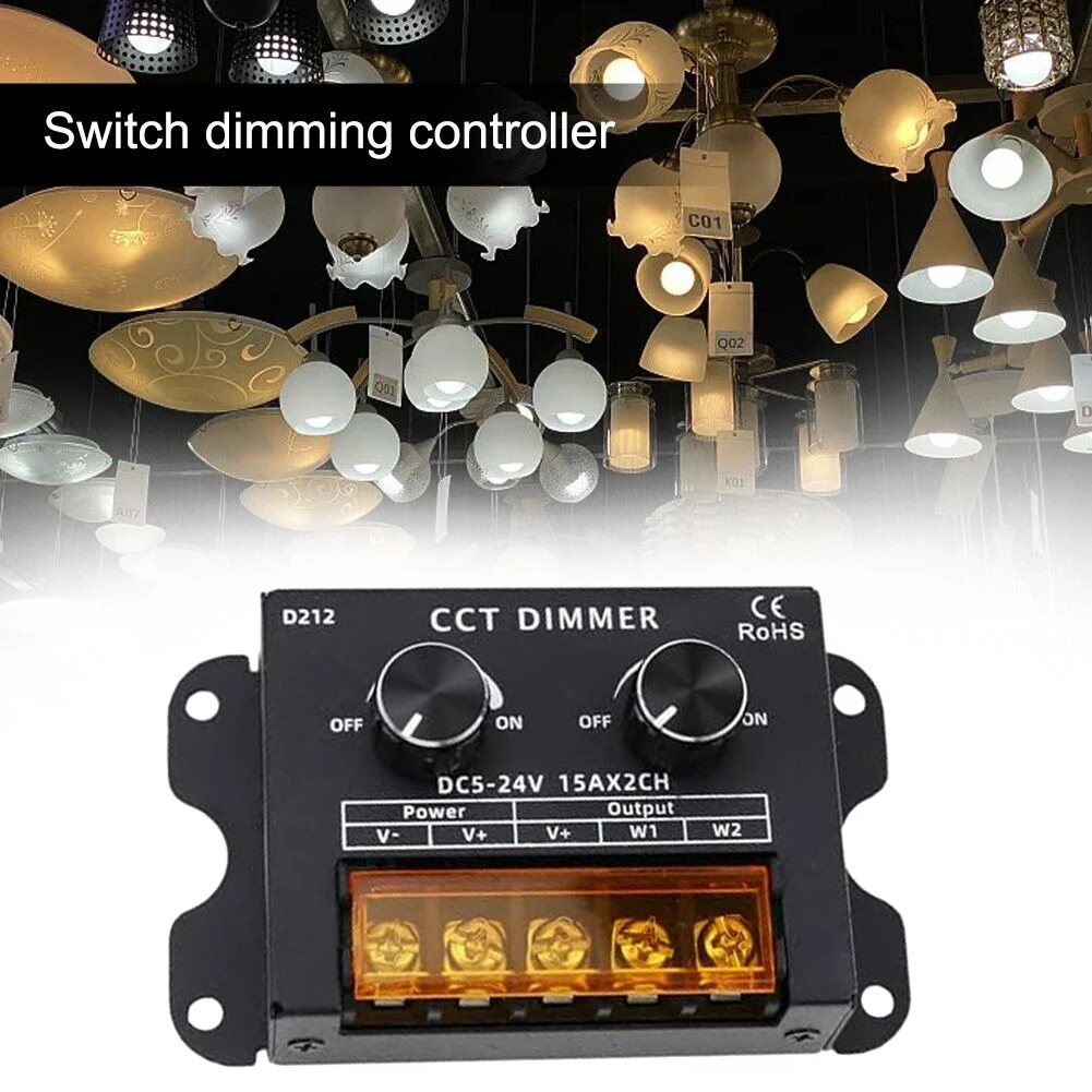 Ccct-デュアルホワイトLEDストリップライトコントローラー,温度コントローラー,2色,88x51mm, DC 5v,12v,24v,2ch