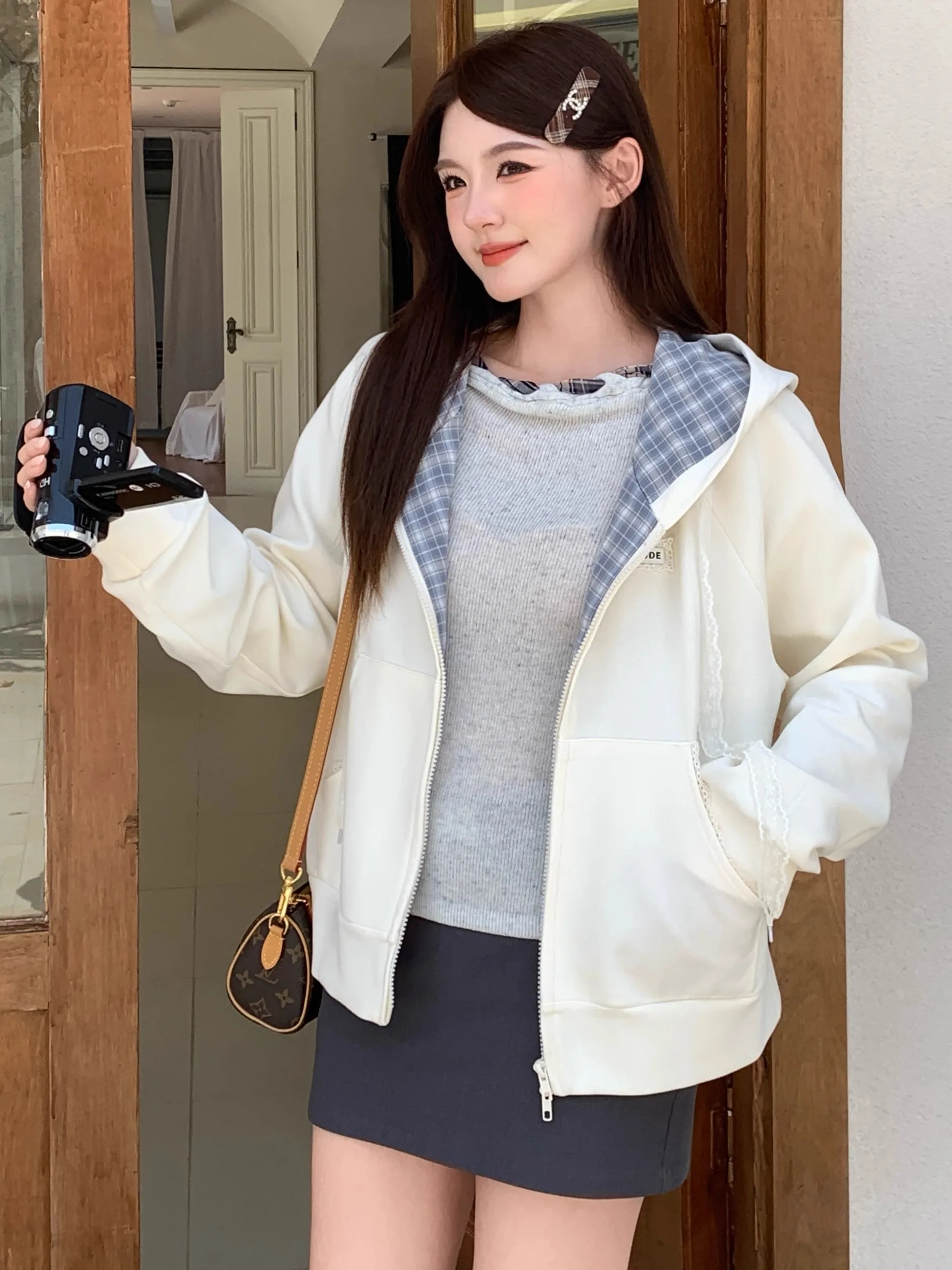 

Женская повседневная свободная куртка с капюшоном IcyNude Store, светло-коричневого цвета, новинка ранней осени, из полиэстера, хлопка и спандекса